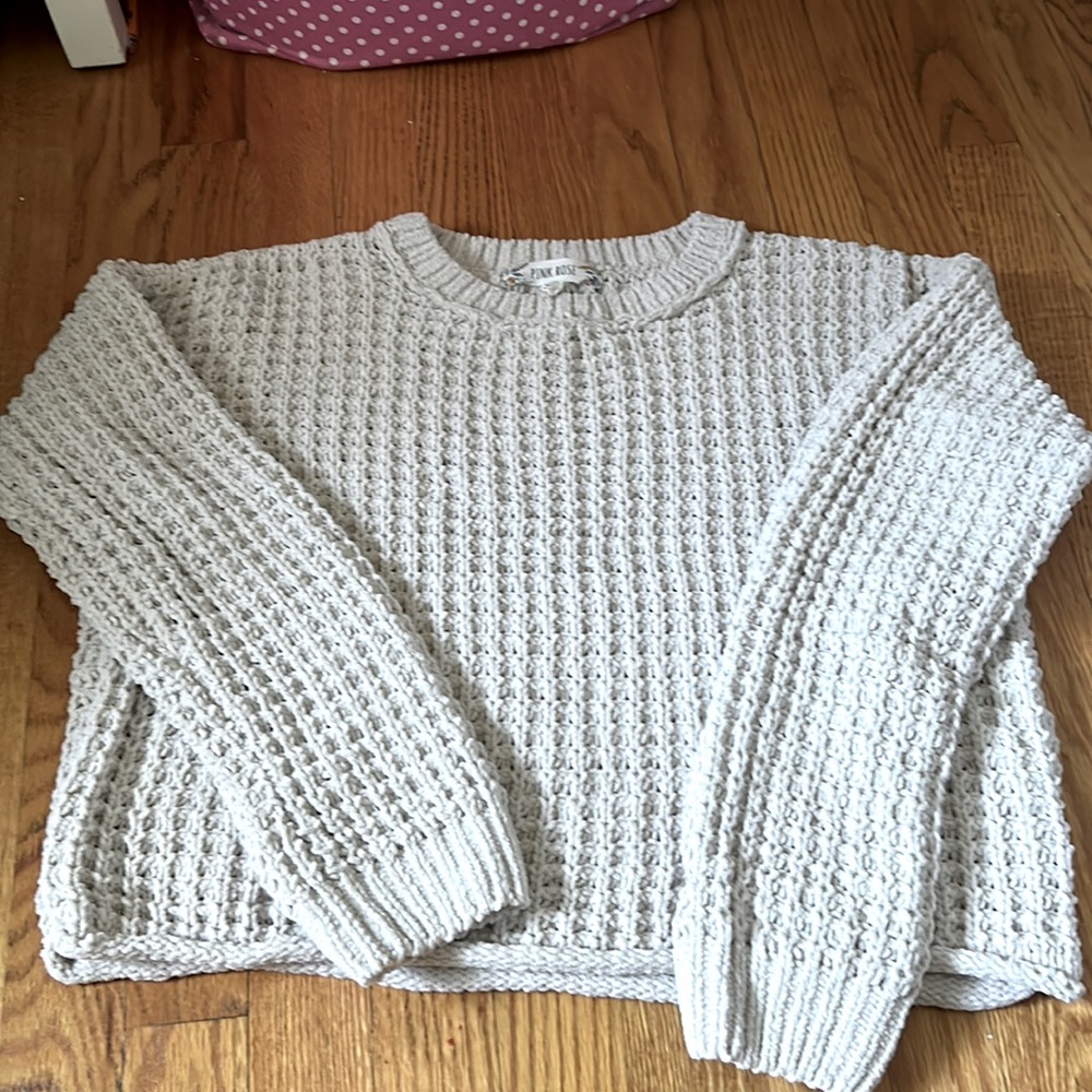 white soft knit sweater